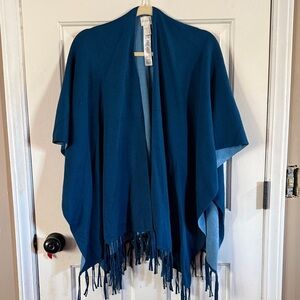 Chico's Teal Knit Shawl with Fringe